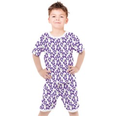 Cute Flowers - Imperial Purple Kids  Tee And Shorts Set by FashionBoulevard