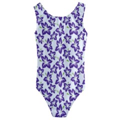 Cute Flowers - Imperial Purple Kids  Cut-out Back One Piece Swimsuit by FashionBoulevard