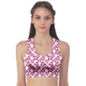 Cute Flowers - Peacock Pink White Sports Bra View1