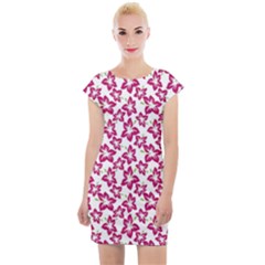 Cute Flowers - Peacock Pink White Cap Sleeve Bodycon Dress by FashionBoulevard