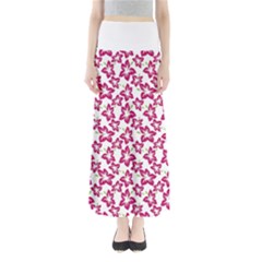 Cute Flowers - Peacock Pink White Full Length Maxi Skirt by FashionBoulevard