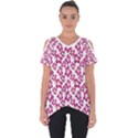 Cute Flowers - Peacock Pink White Cut Out Side Drop Tee View1