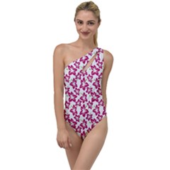 Cute Flowers - Peacock Pink White To One Side Swimsuit by FashionBoulevard