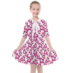 Cute Flowers - Peacock Pink White Kids  All Frills Chiffon Dress by FashionBoulevard