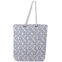 Cute Flowers - Silver Grey Full Print Rope Handle Tote (large) by FashionBoulevard