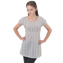 Nice Stripes - Abalone Grey Puff Sleeve Tunic Top