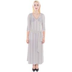 Nice Stripes - Abalone Grey Quarter Sleeve Wrap Maxi Dress