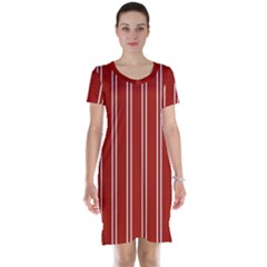 Nice Stripes - Apple Red Short Sleeve Nightdress by FashionBoulevard