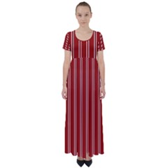 Nice Stripes - Apple Red High Waist Short Sleeve Maxi Dress by FashionBoulevard