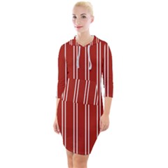 Nice Stripes - Apple Red Quarter Sleeve Hood Bodycon Dress by FashionBoulevard