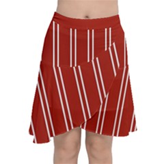 Nice Stripes - Apple Red Chiffon Wrap Front Skirt by FashionBoulevard