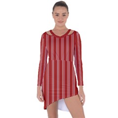 Nice Stripes - Apple Red Asymmetric Cut-out Shift Dress by FashionBoulevard