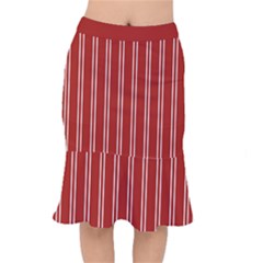 Nice Stripes - Apple Red Short Mermaid Skirt by FashionBoulevard