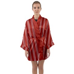 Nice Stripes - Apple Red Long Sleeve Satin Kimono by FashionBoulevard