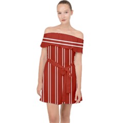 Nice Stripes - Apple Red Off Shoulder Chiffon Dress by FashionBoulevard