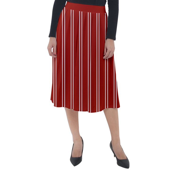 Nice Stripes - Apple Red Classic Velour Midi Skirt 