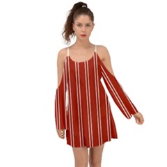 Nice Stripes - Apple Red Kimono Sleeves Boho Dress