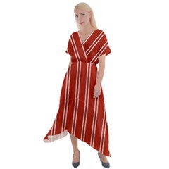 Nice Stripes - Apple Red Cross Front Sharkbite Hem Maxi Dress