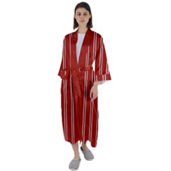 Nice Stripes - Apple Red Maxi Satin Kimono by FashionBoulevard