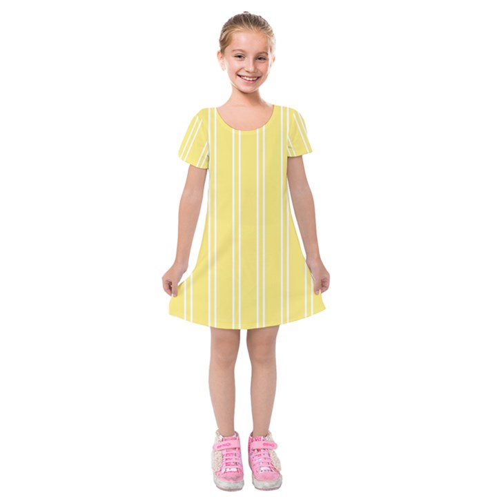 Nice Stripes - Blonde Yellow Kids  Short Sleeve Velvet Dress