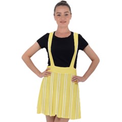 Nice Stripes - Blonde Yellow Velvet Suspender Skater Skirt by FashionBoulevard