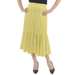 Nice Stripes - Blonde Yellow Midi Mermaid Skirt by FashionBoulevard