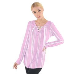 Nice Stripes - Blush Pink Tie Up Tee by FashionBoulevard