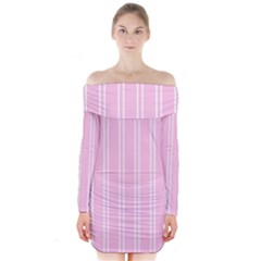 Nice Stripes - Blush Pink Long Sleeve Off Shoulder Dress by FashionBoulevard