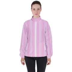 Nice Stripes - Blush Pink Women s High Neck Windbreaker by FashionBoulevard