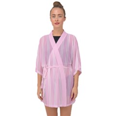 Nice Stripes - Blush Pink Half Sleeve Chiffon Kimono by FashionBoulevard