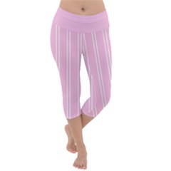 Nice Stripes - Blush Pink Lightweight Velour Capri Yoga Leggings by FashionBoulevard