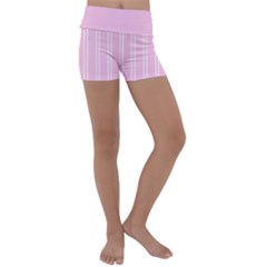 Nice Stripes - Blush Pink Kids  Lightweight Velour Yoga Shorts by FashionBoulevard