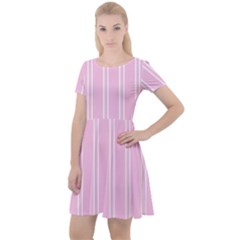 Nice Stripes - Blush Pink Cap Sleeve Velour Dress  by FashionBoulevard