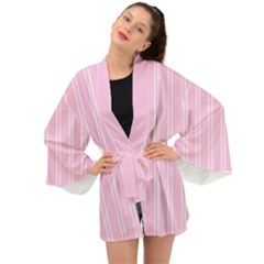 Nice Stripes - Blush Pink Long Sleeve Kimono by FashionBoulevard