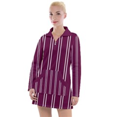 Nice Stripes - Boysenberry Purple Women s Long Sleeve Casual Dress by FashionBoulevard