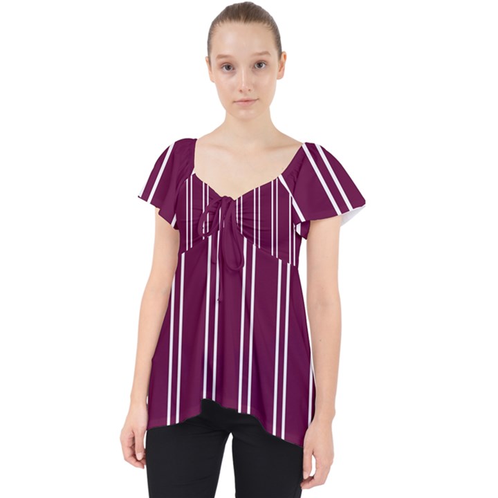 Nice Stripes - Boysenberry Purple Lace Front Dolly Top