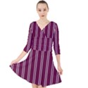 Nice Stripes - Boysenberry Purple Quarter Sleeve Front Wrap Dress View1