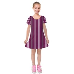 Nice Stripes - Boysenberry Purple Kids  Short Sleeve Velvet Dress by FashionBoulevard