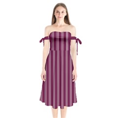 Nice Stripes - Boysenberry Purple Shoulder Tie Bardot Midi Dress by FashionBoulevard