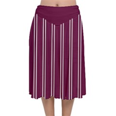 Nice Stripes - Boysenberry Purple Velvet Flared Midi Skirt by FashionBoulevard