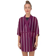 Nice Stripes - Boysenberry Purple Half Sleeve Chiffon Kimono by FashionBoulevard