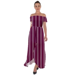 Nice Stripes - Boysenberry Purple Off Shoulder Open Front Chiffon Dress by FashionBoulevard