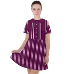 Nice Stripes - Boysenberry Purple Short Sleeve Shoulder Cut Out Dress  by FashionBoulevard