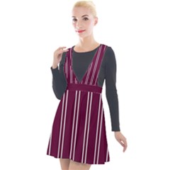 Nice Stripes - Boysenberry Purple Plunge Pinafore Velour Dress by FashionBoulevard