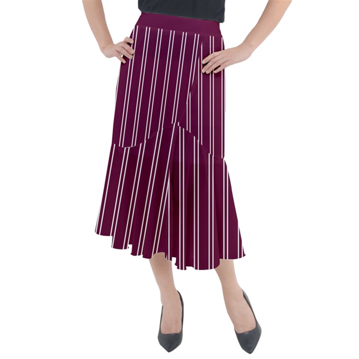 Nice Stripes - Boysenberry Purple Midi Mermaid Skirt