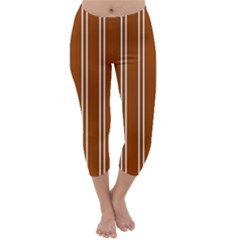 Nice Stripes - Burnt Orange Capri Winter Leggings  by FashionBoulevard