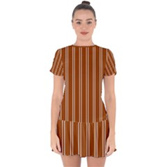 Nice Stripes - Burnt Orange Drop Hem Mini Chiffon Dress by FashionBoulevard