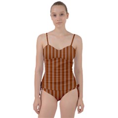 Nice Stripes - Burnt Orange Sweetheart Tankini Set by FashionBoulevard