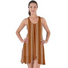 Nice Stripes - Burnt Orange Show Some Back Chiffon Dress by FashionBoulevard