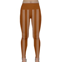 Nice Stripes - Burnt Orange Lightweight Velour Classic Yoga Leggings by FashionBoulevard